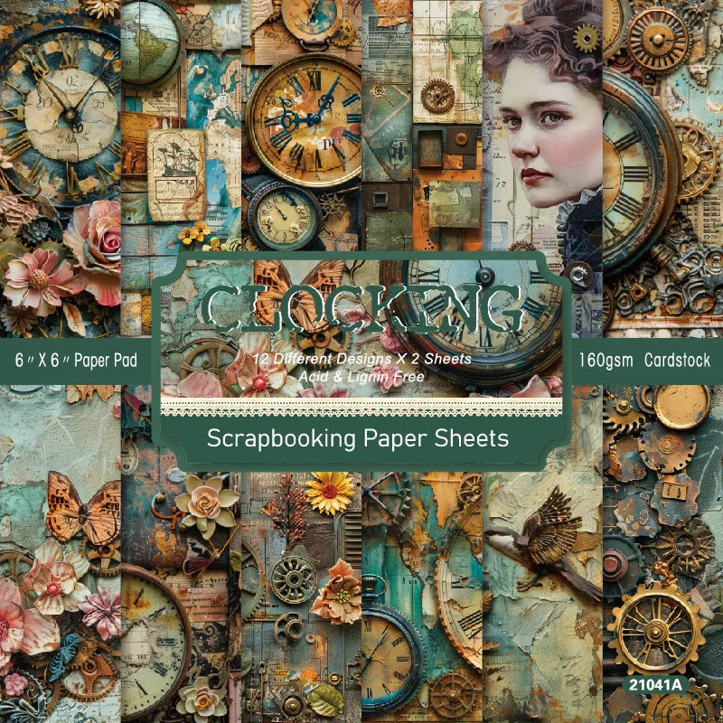 12 Sheet Scrapbooking Paper 15x15cm, Christmas Journal Planner Paper Pad Cardstock Backgrounds Card for DIY Art Craft Decoration