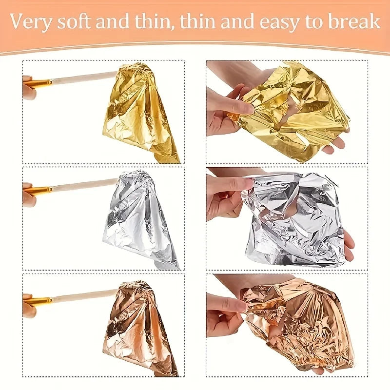 100pcs Imitation Golden Silvery Foil Paper Leaf Sheet Gilding DIY Art Craft Paper DIY Scrapbooking Craft Home Decorations