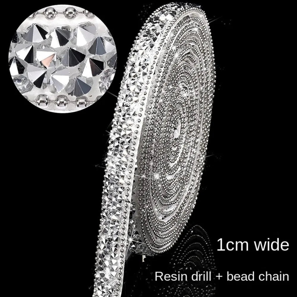 Self Adhesive Crystal Rhinestone Sticker DIY Sticker 1cm Width Diamond Ribbon Bling Crystal Crystal Roll Glitter