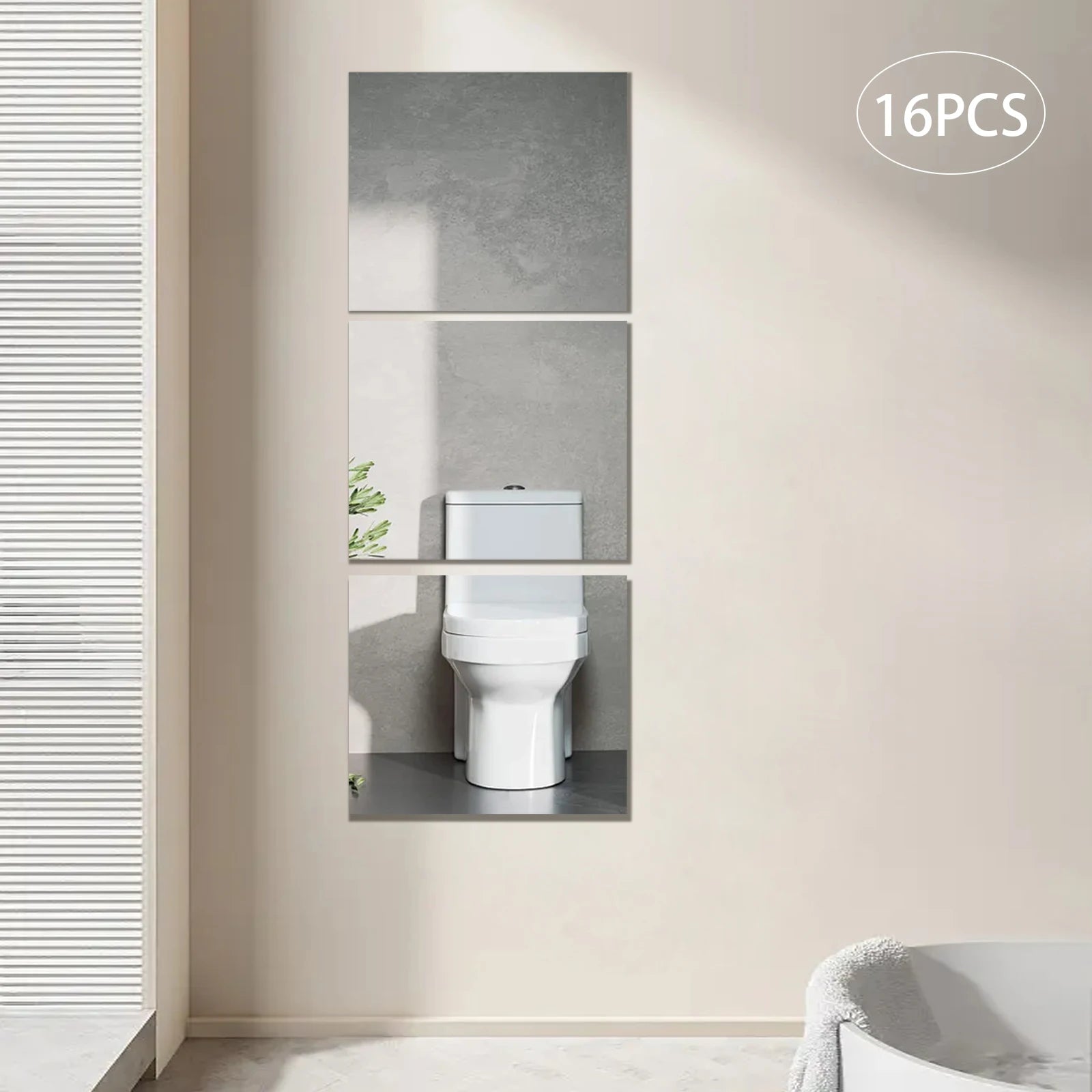 16 PCS Home Gym Mirror Tiles, 14'' x 12'', Large Frameless Wall Mirror for Bedroom,Door,Bathroom