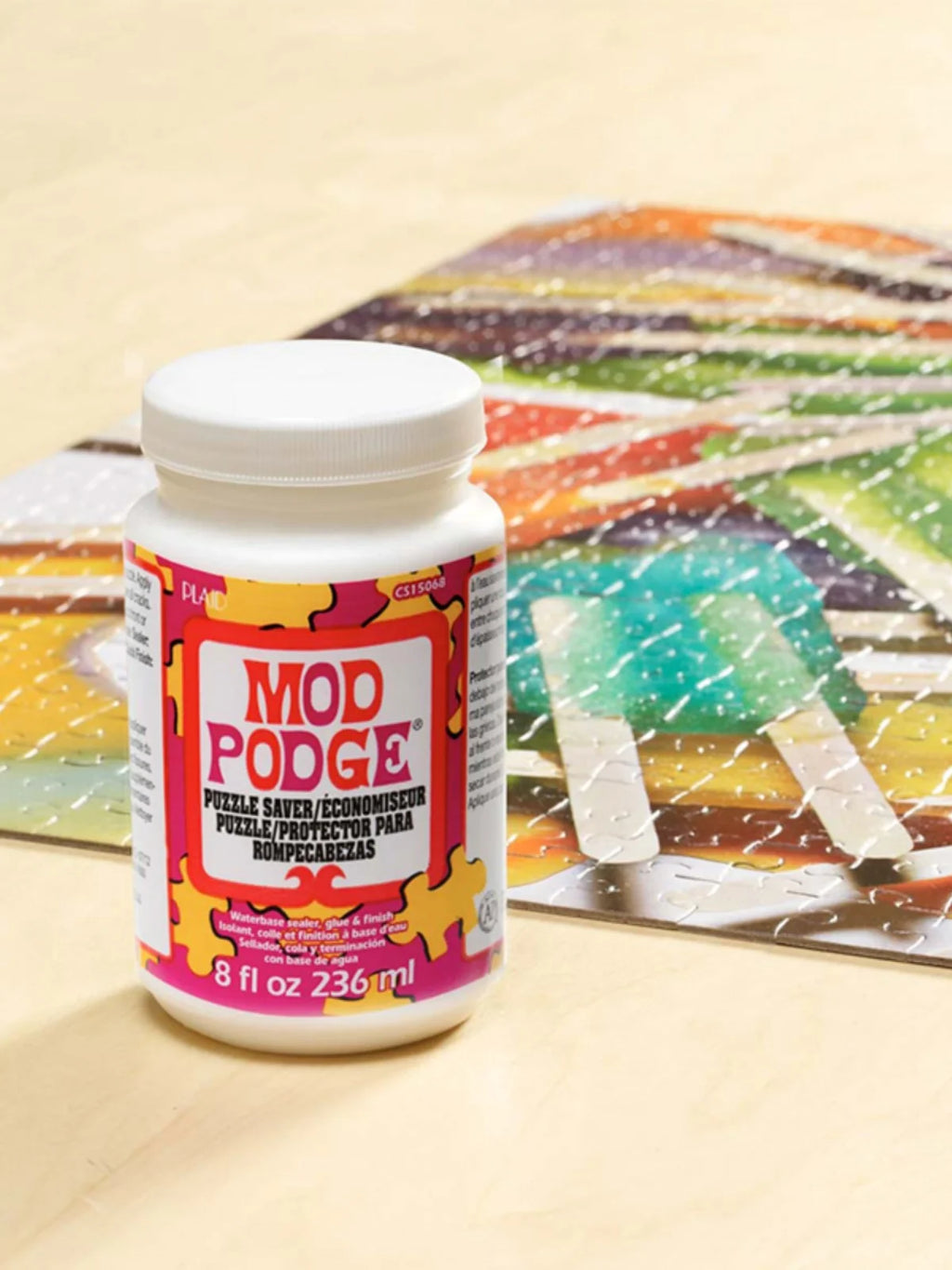 Plaid Mod Podge Puzzle Saver