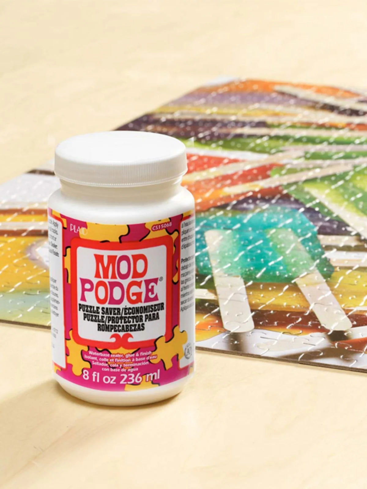 Plaid Mod Podge Puzzle Saver