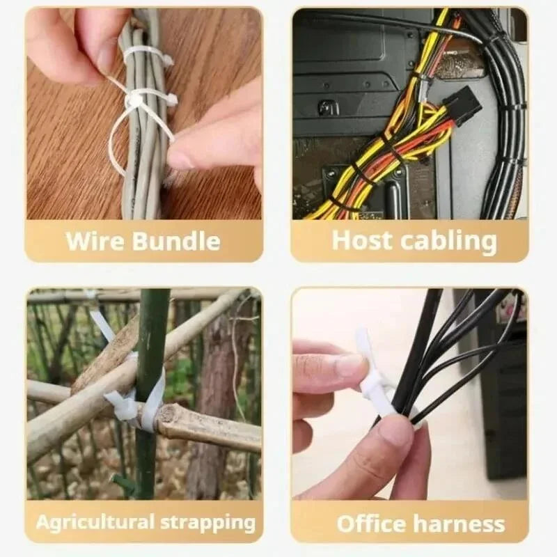 100Pcs Reusable Cable Ties Cable Lock Loop Nylon Ties Removable Recyclable Mixed Colours Black White Cable Ties Replacement Tool