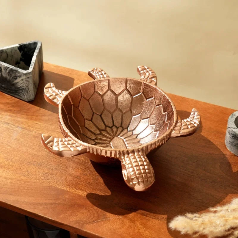 Decorative Turtle Bowl With Antique Copper Finish-10.5 Dia