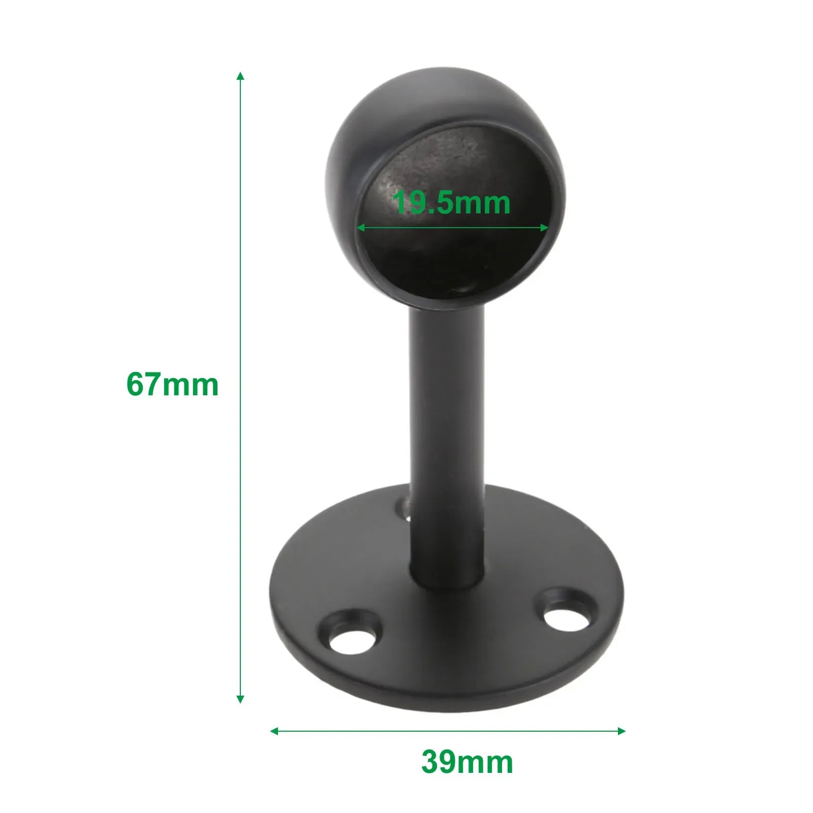 2Pcs Black Steel Closet Pole Socket Brackets Wardrobe Rod Brackets Curtain Rod End Supports Flange Rod Holder 16/19/22/25/32mm