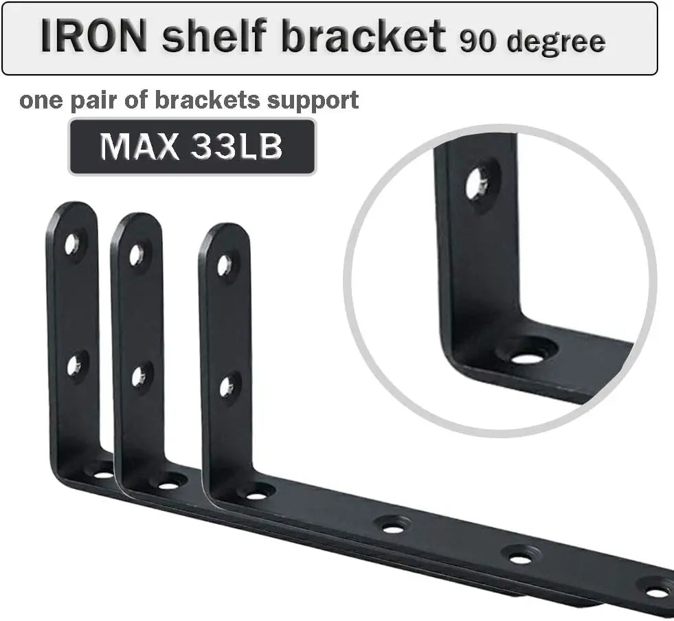 Heavy Duty Black Steel L Corner Brace 8 Pcs, Decorative Shelf Bracket for Wall Hanging Shelves with Screws (5x3 Inch)