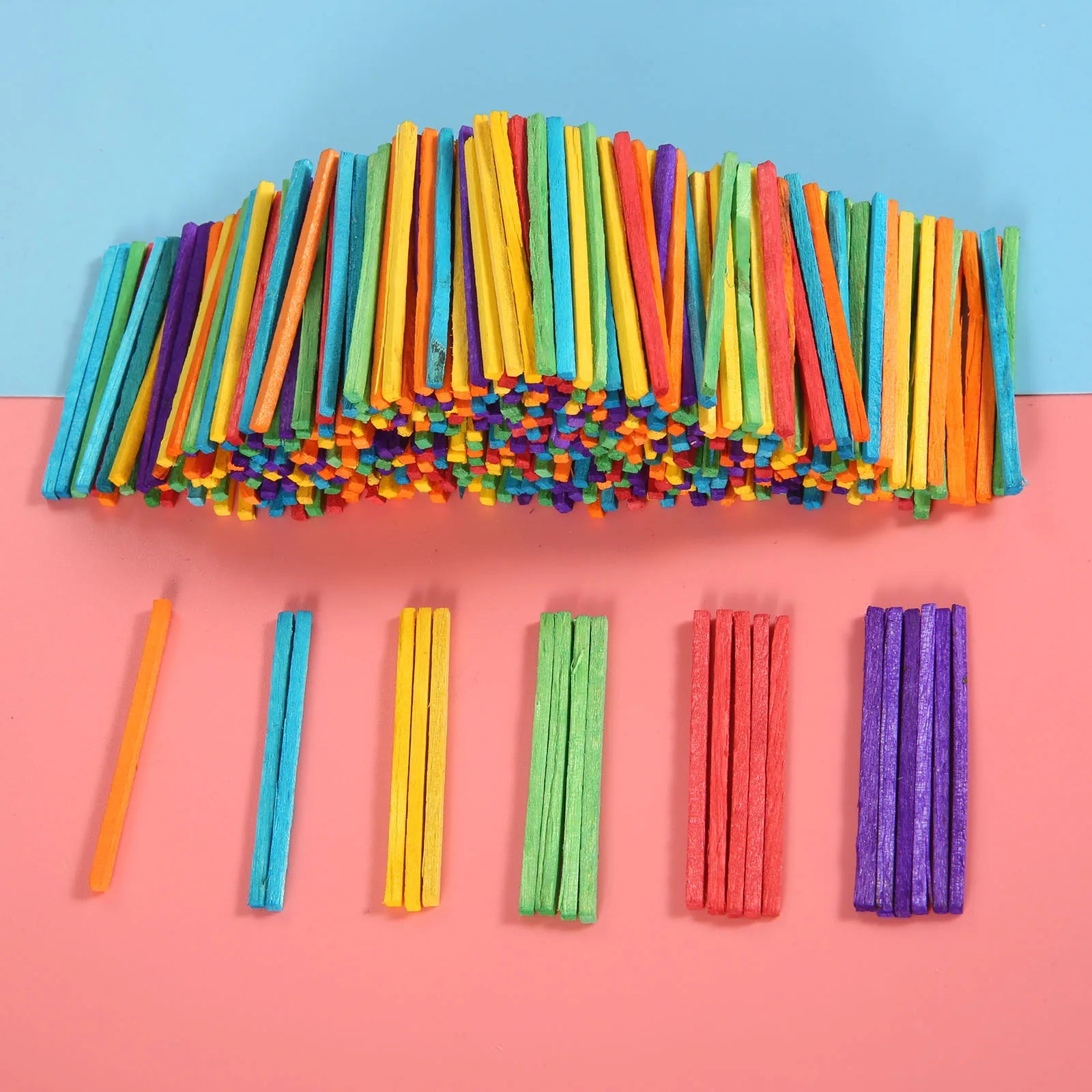 200pcs/set Wood Sticks Match Rods Colorful 3D Puzzle DIY Craft Kids Mathematics Teaching Aids Educational Learning 4.2cm Length