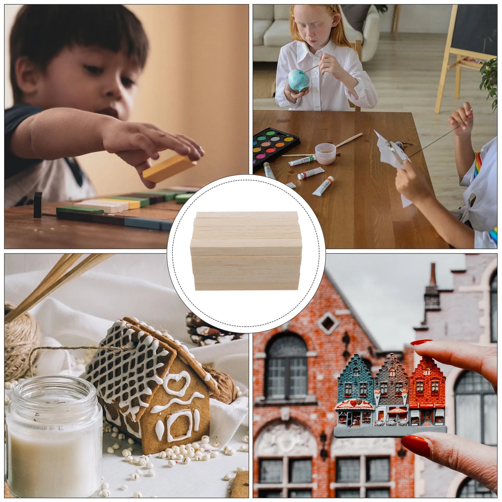 25Pcs Wooden Square Dowels Natural Balsa Wood DIY Craft Sticks for Miniature Houses Kites Props Candy Bouquets Handicraft