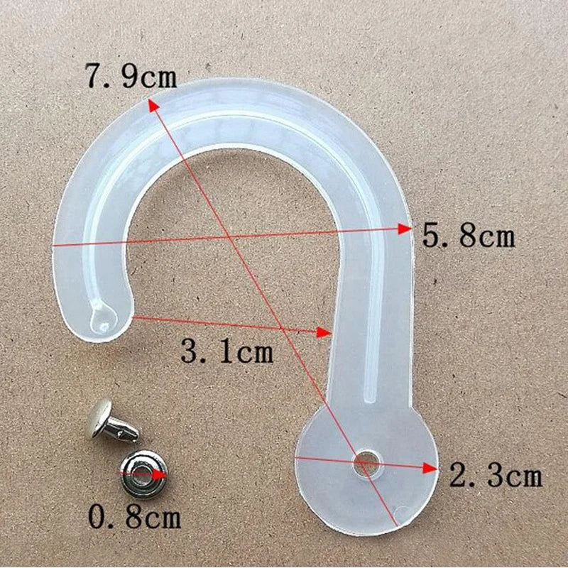 100pcs Big Plastic Header Hooks With Rivets Fabric Leather Sample Head Hanger Giant Hanging J-hook Secured Display Hooks