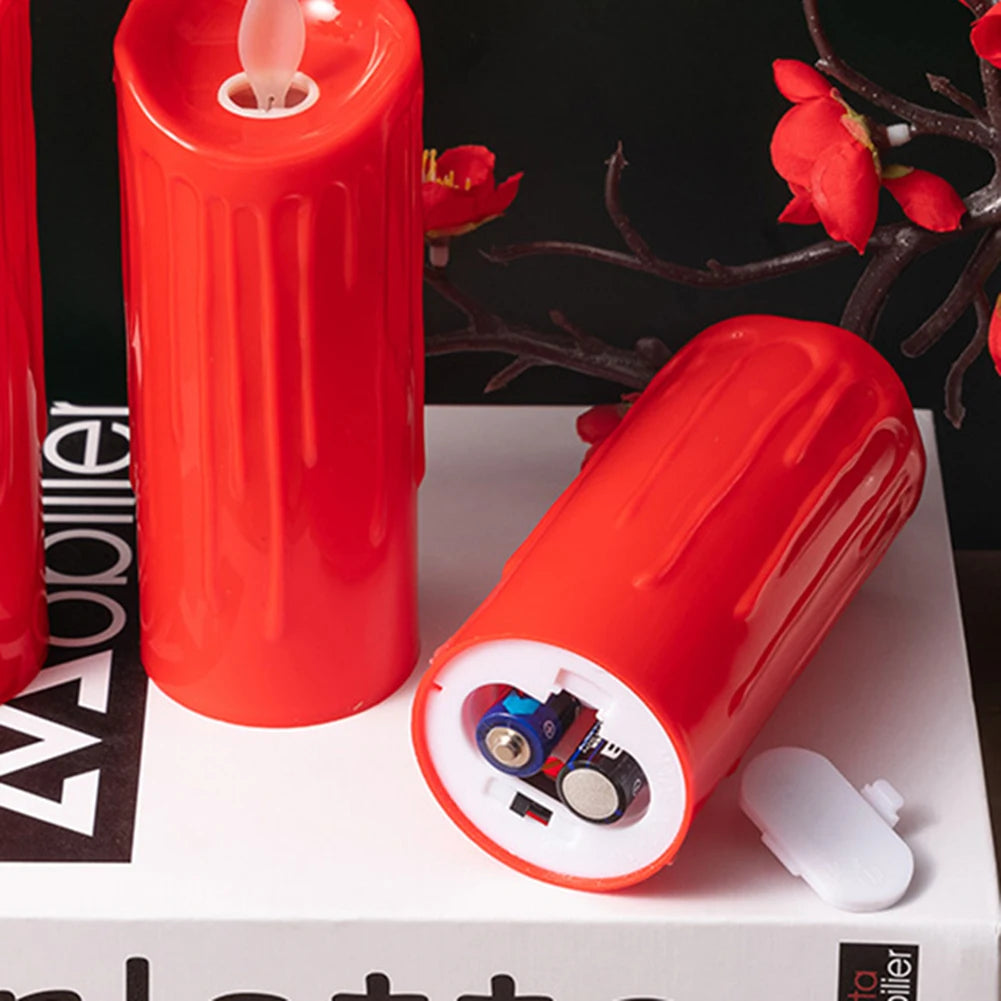 Flameless LED Candle Creative Red Auto Swing Flameless Candle Home Festival Halloween Christmas Party Decor Candle Light
