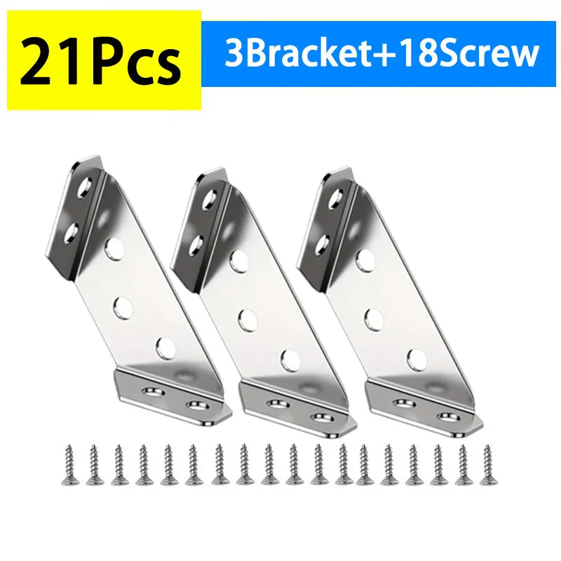 Stainless Steel Corner Brackets with Screws 90° Right Angle for Wood Furniture Shelves Cabinets Corner Connector 1-30PCS