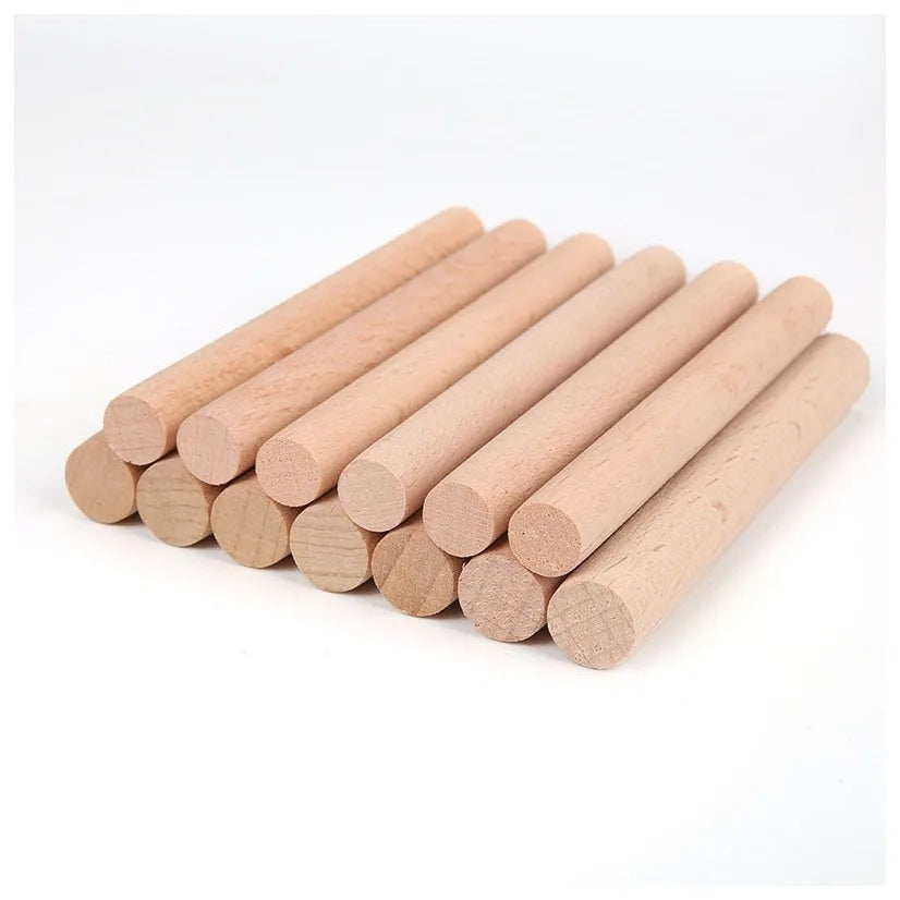 10pcs Wooden Dowel Rods, Unfinished Hardwood Sticks Dowel Rods Wood Sticks for Craft and DIY Macrame Dowel Wooden Poles