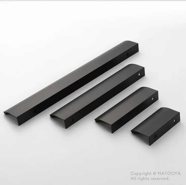 Gold Black Hidden Handles Long Kitchen Cabinet Pulls Drawer Knobs Aluminum Alloy Furniture Handles Cupboard Pulls Wardrobe Pulls