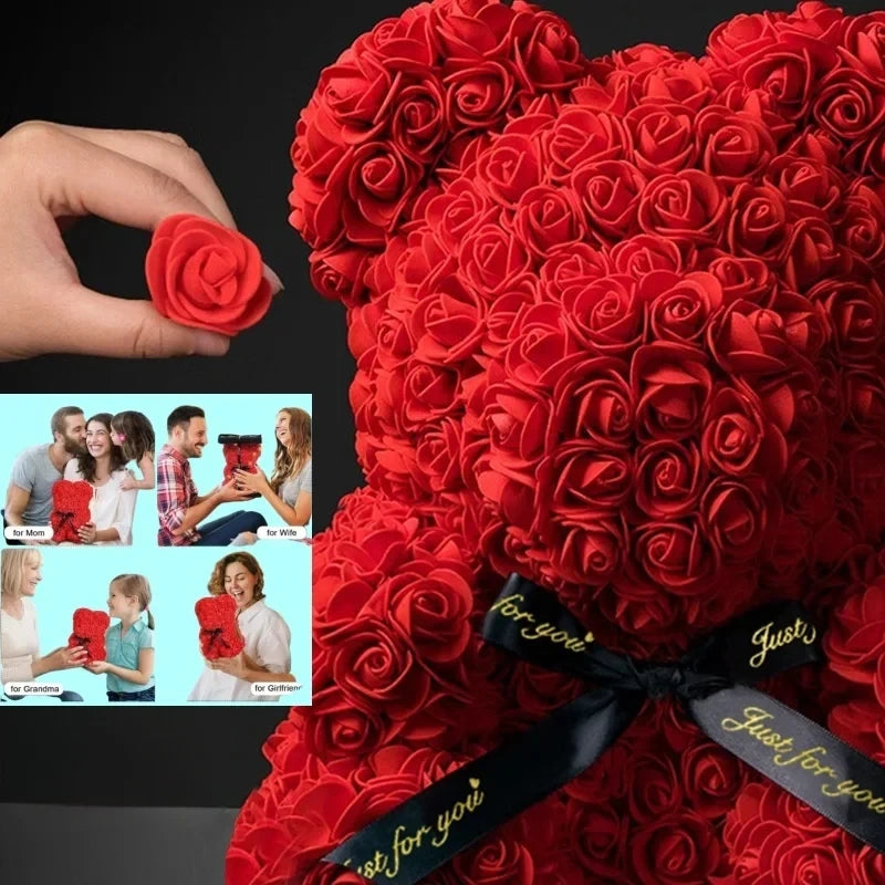New Artificial Flower Eternal Rose Teddy Bear for Mom Mother's Day Birthday Valentine's Day Anniversary Gifts & Decorations