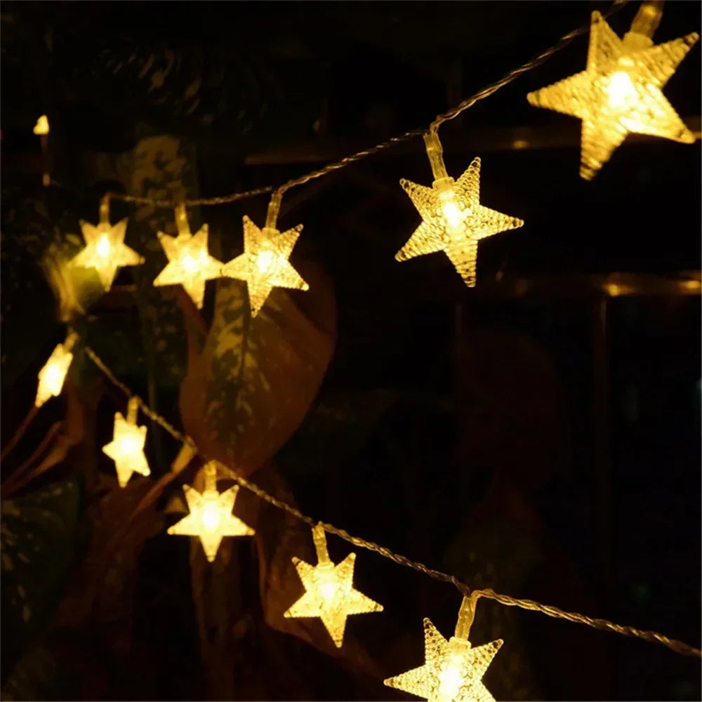 Battery Power Star String Lights Led Fairy Light Christmas Garland for New Year Wedding Party Camping Home Decoration Ramadan