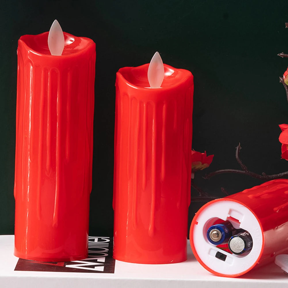 Flameless LED Candle Creative Red Auto Swing Flameless Candle Home Festival Halloween Christmas Party Decor Candle Light
