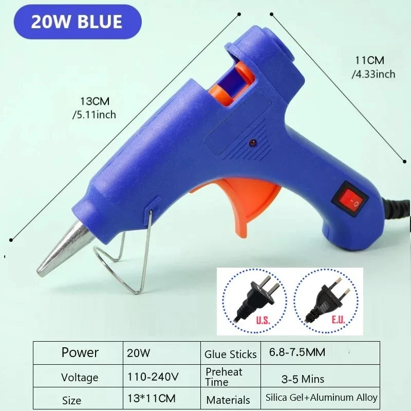 LAOA 25W Hot Melt Glue Gun with 7MM Glue Sticks Mini Industrial Thermo Electric Heat Gun Temperature Crafts Repair DIY Tool