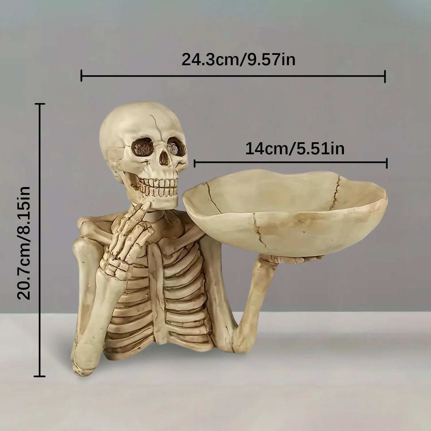 Halloween Candy Bowl resin skeleton tray decoration with bowl. Unique skeleton design suitable for indoor and outdoor decoration