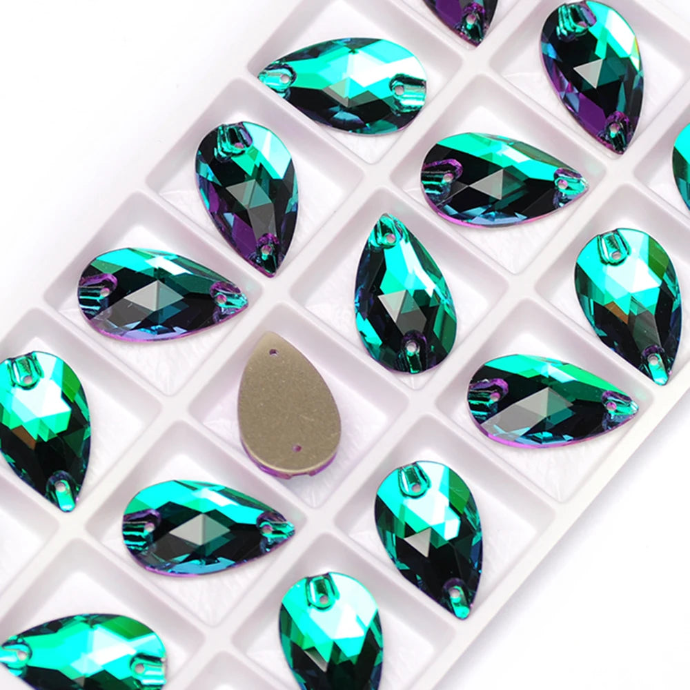 YANRUO Teardrop Sew-on Rhinestones Glass Crystal Stone Sewing Embroidery Clothes Accessories Stones For DIY Wedding Dress Decor