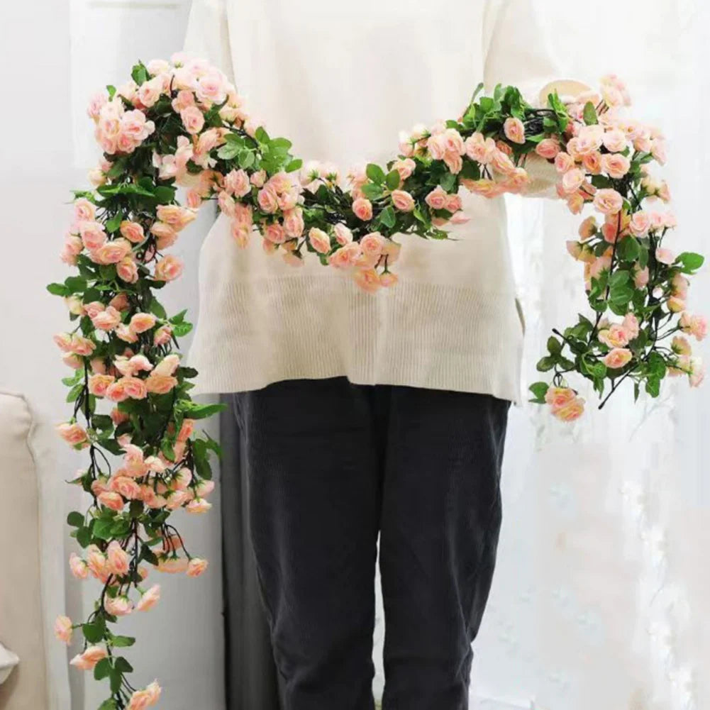 45/69pcs Artificial Rose Flowers Vine DIY Wedding Decoration Fake Silk Rose Flower Home Room Decor Wall Hanging Garland Plants