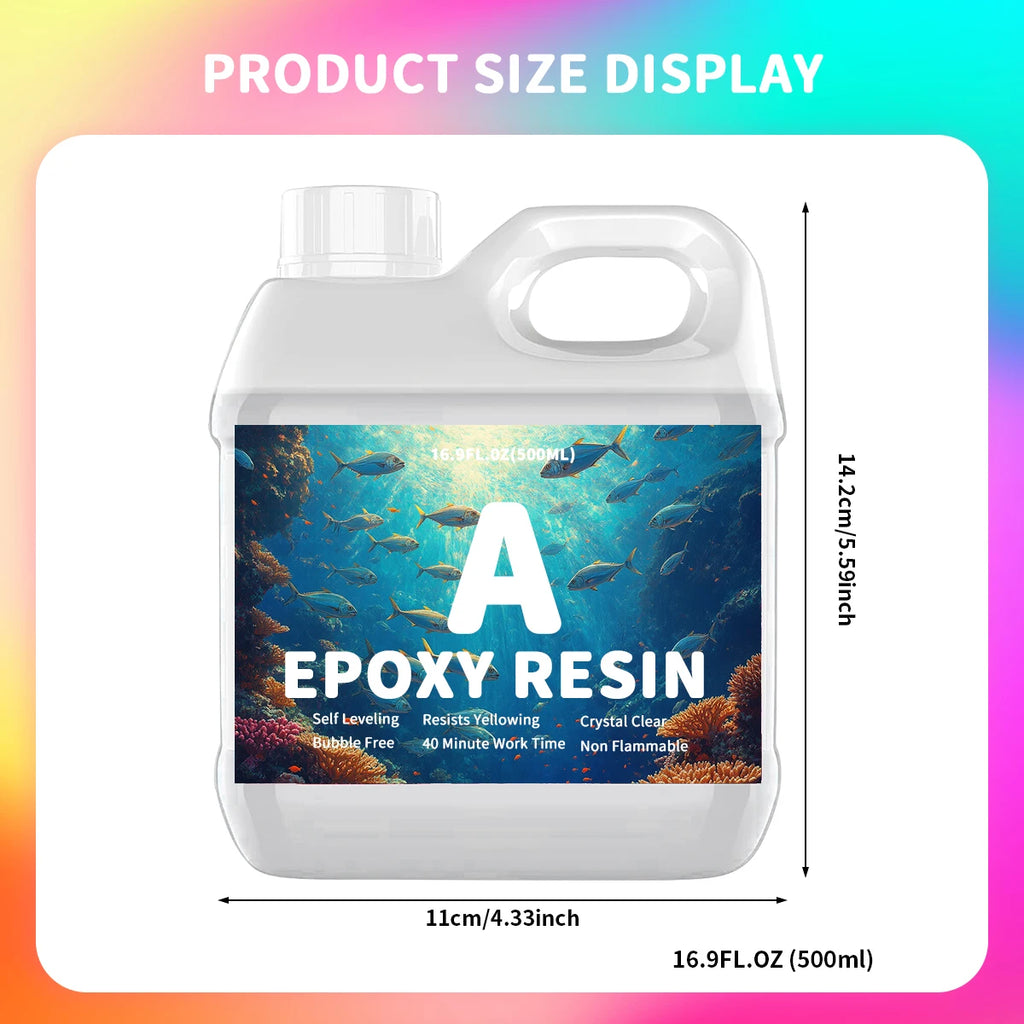 Fast Curing Clear Epoxy Resin Set 500ML - Bubble-Free for DIY Art & Gift Making