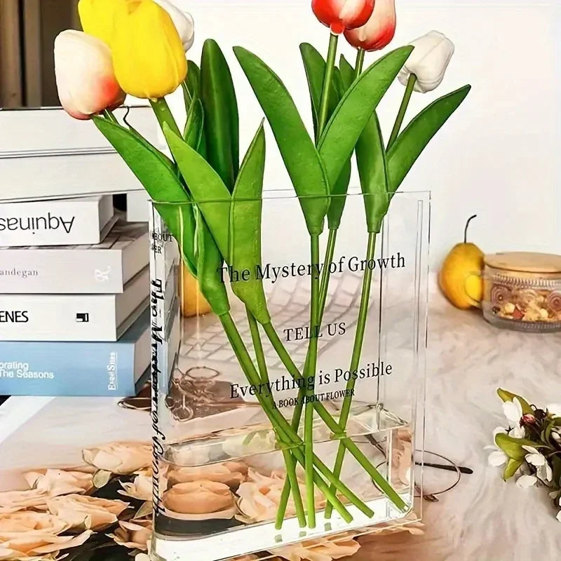 Book Vase French Transparent Acrylic Book-shaped Vase Transparency European-style Decoration for Living Room Hydroponic