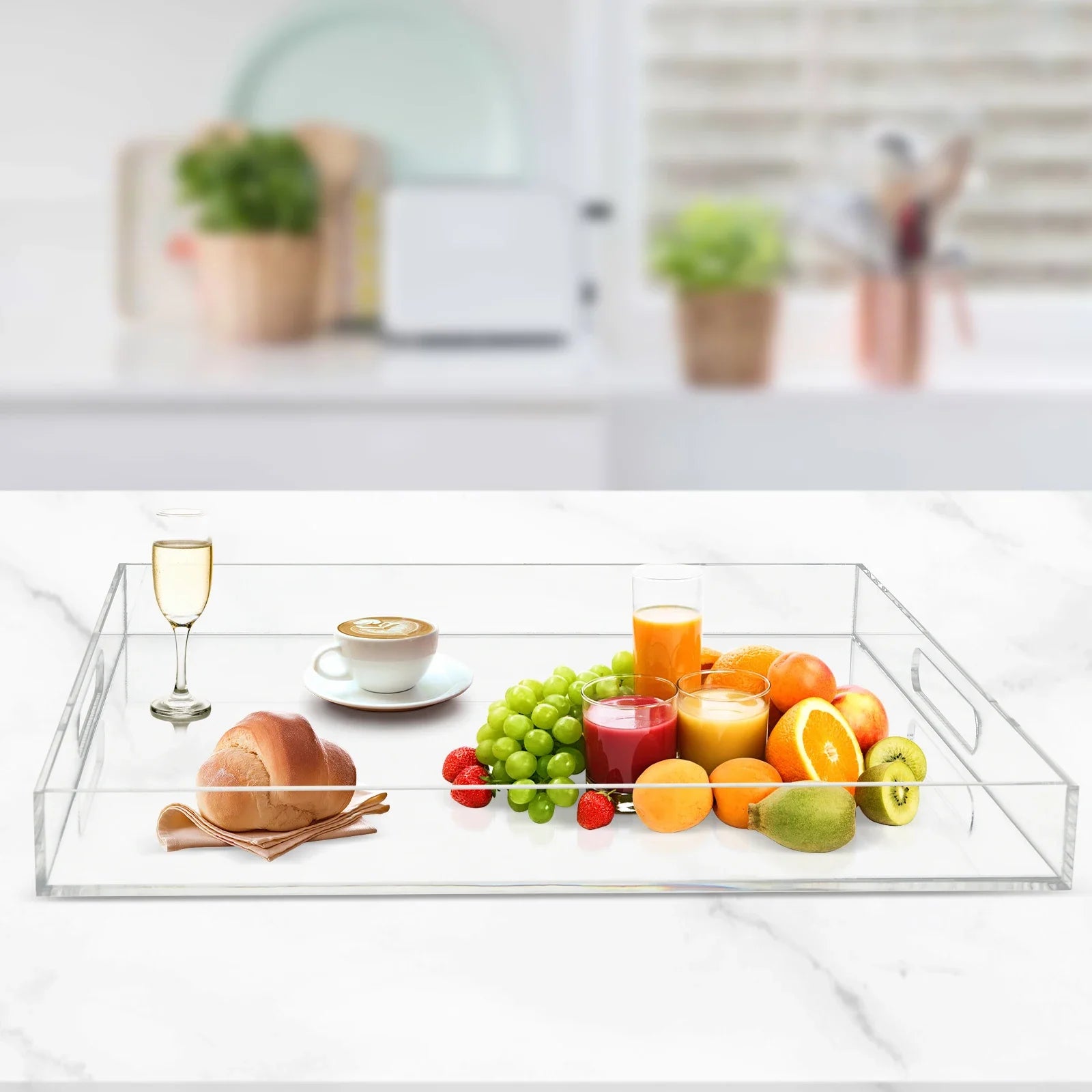 Acrylic Serving Tray, Transparent Design, Waterproof, Multifunctional, Modern and Stylish