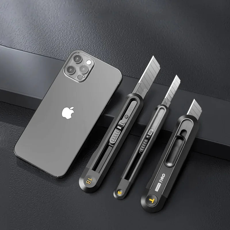 Deli Utility Knife Portable Pocket Box Cutter Retractable Paper нож 18MM 9MM Metal Blade for Office School Stationery Supplies