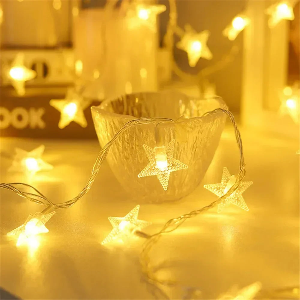 Battery Power Star String Lights Led Fairy Light Christmas Garland for New Year Wedding Party Camping Home Decoration Ramadan
