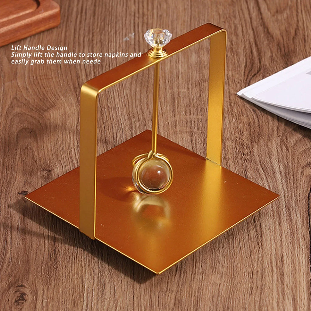 Flat Napkin Holder Metal Napkin Holder  Handle Modern Elegant  Paper Napkin Dispenser for Restaurant Hotel Home Office