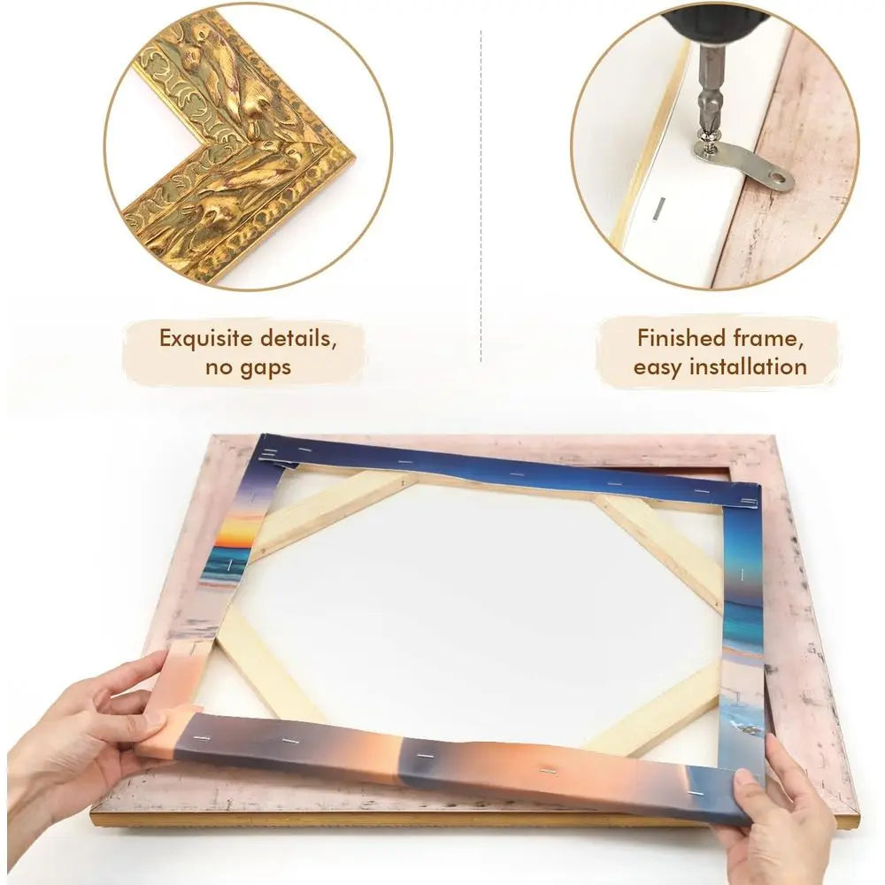 16x20 Antique Gold Picture Frame for Canvas Oil Paintings, Ornate Wall Decor (Empty, No Backboard)