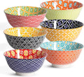 Colorful 23 Oz Ceramic Cereal Bowls Set of 6 for Soup, Salad, Dessert, Pasta & Ice Cream