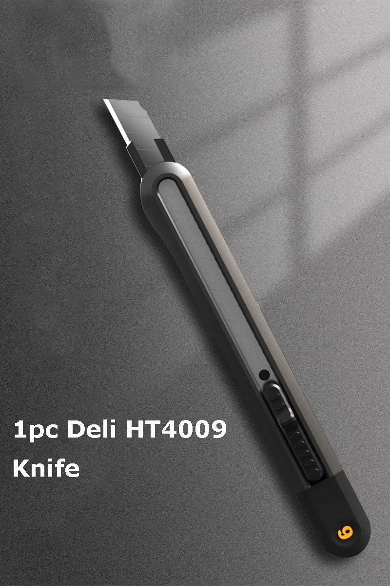 Deli Utility Knife Portable Pocket Box Cutter Retractable Paper нож 18MM 9MM Metal Blade for Office School Stationery Supplies