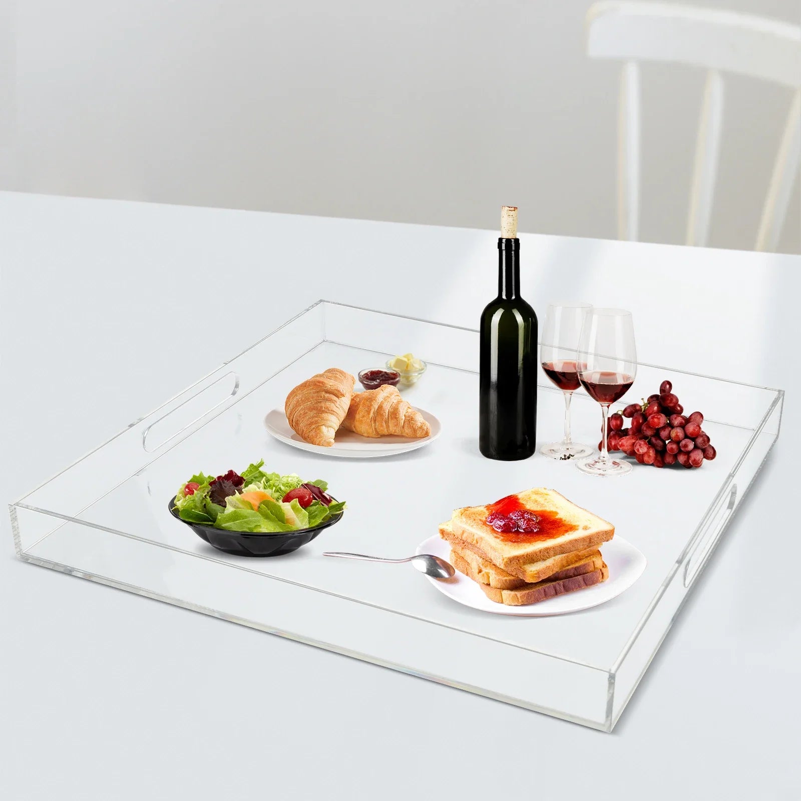 Acrylic Serving Tray, Transparent Design, Waterproof, Multifunctional, Modern and Stylish