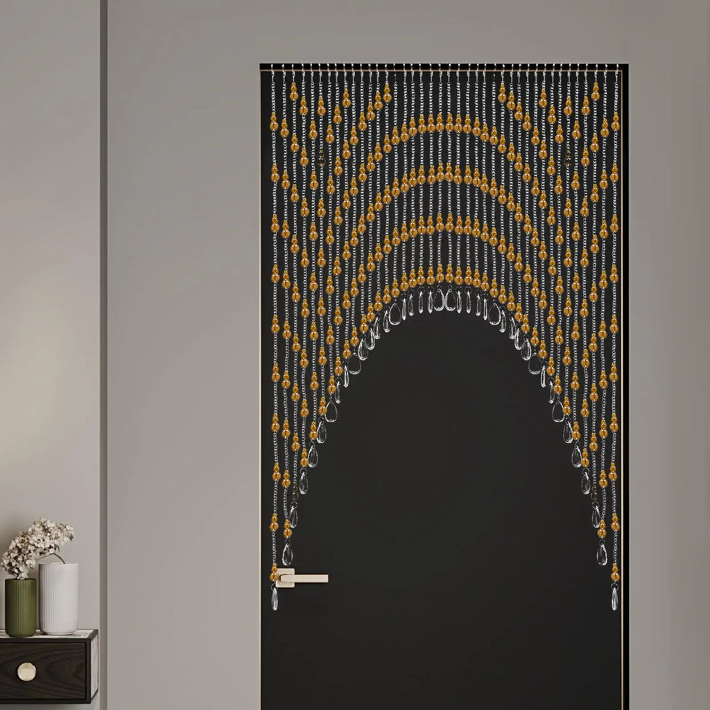 Beaded Curtains, Hanging Glass Door Beads, Self-Adhesive Valance for Doorways Crystal Strands Arched Windows, Clear Crystal Room Divider
