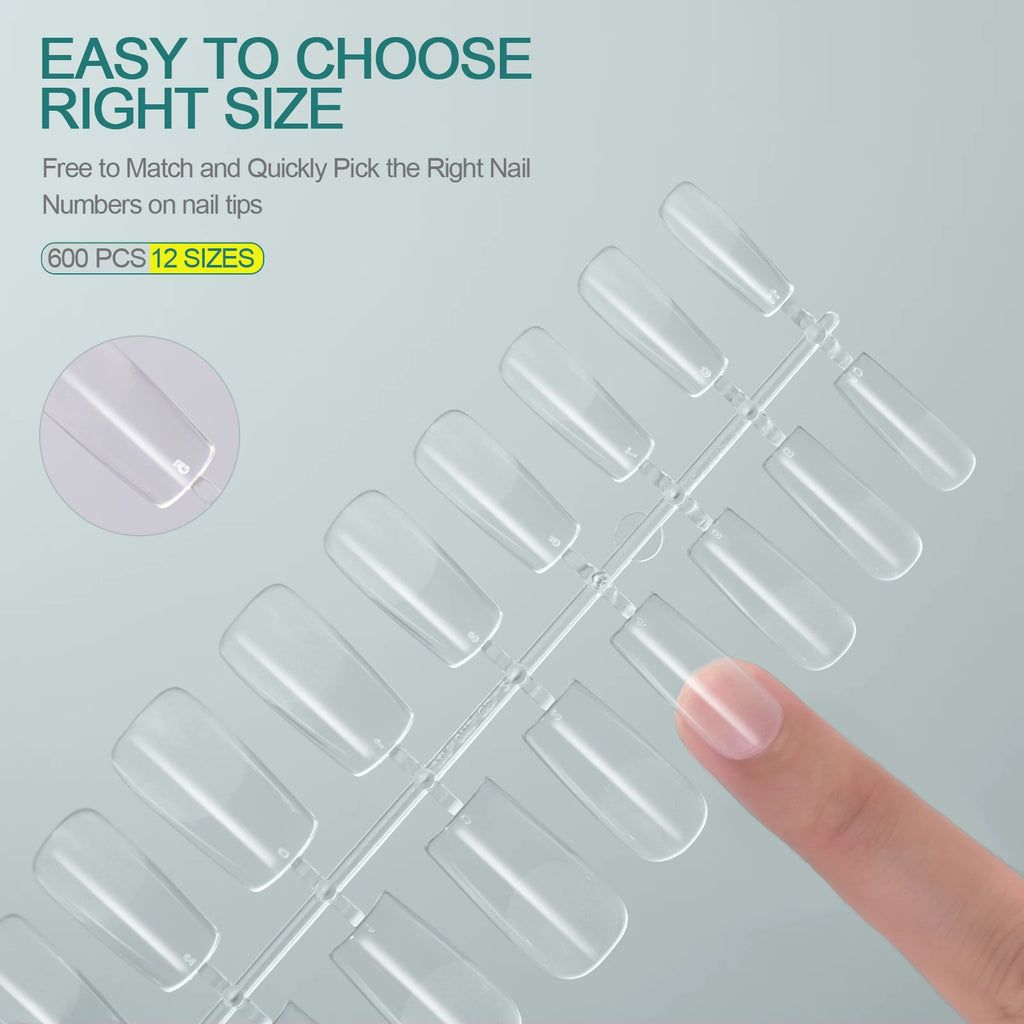120pcs Soft Gel Nail Kit Oval Square Full Coverage Nail Extension Pre-Molded Acrylic Fake Nail Gel For Home Nail Salon DIY Use