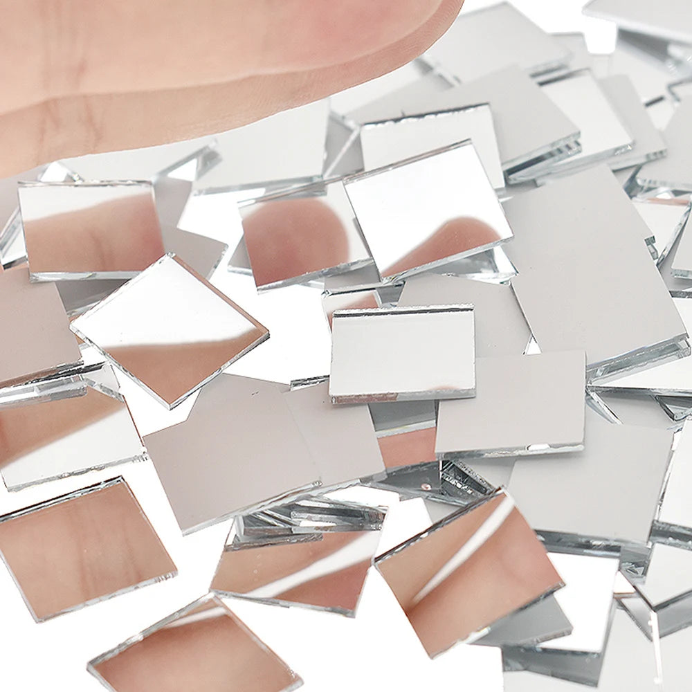 Good DIY 100PCS Glass Mirror Mosaic Tiles Round Square Self Adhesive Stickers Wall Decal Craft Home Decoration Craft Supplies