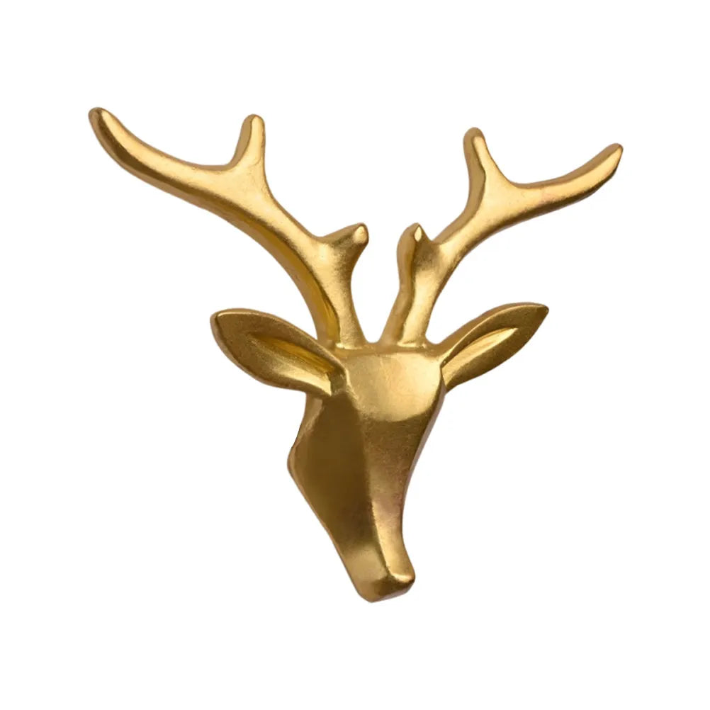Cute Brass Deer Head Handle for Cabinets Drawers Wardrobes Shoe Cabinets Elegant Decorative Knob Pull Modern Rustic Home