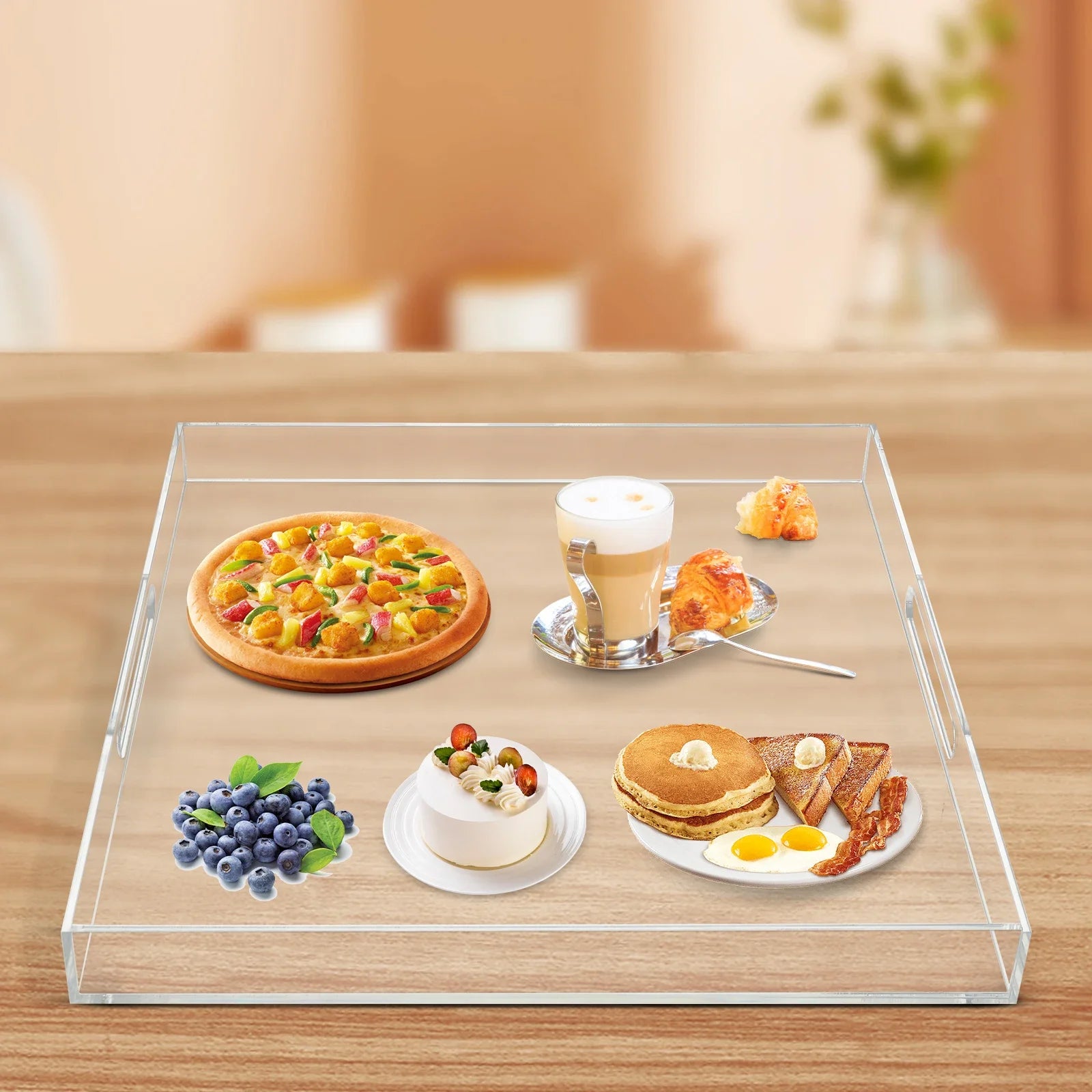 Acrylic Serving Tray, Transparent Design, Waterproof, Multifunctional, Modern and Stylish