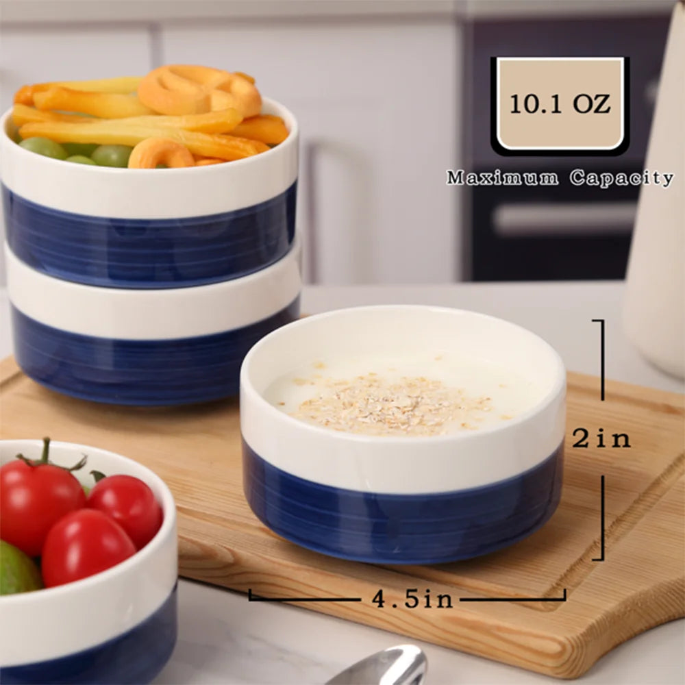 4PCS Ceramic Bowls Cereal Bowl,Soup Bowls for Kitchen Ramen Bowl Microwave Safe for Oatmeal Fruit Salad and Rice Bowl
