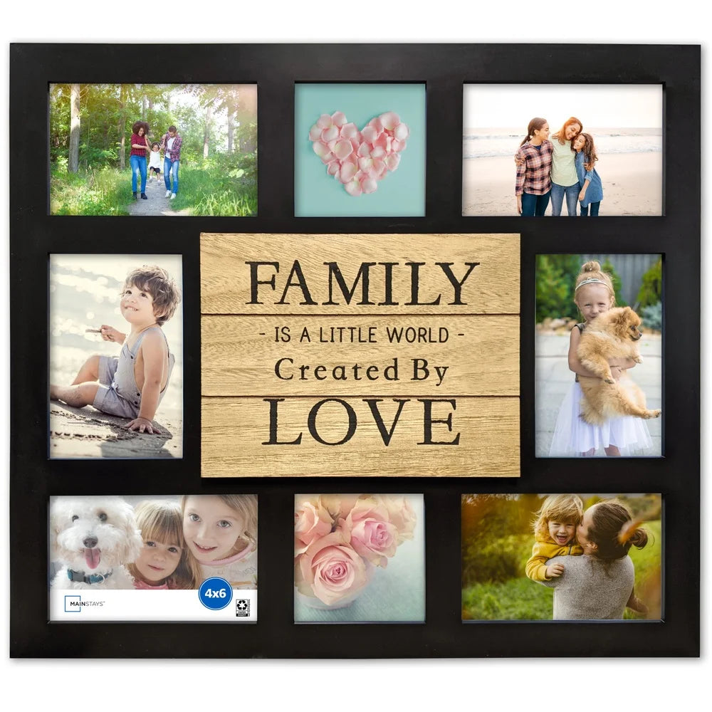8 Opening Sentiment Picture Frame Black Collage Family Love MDF Wall Decor Perfect Home Office Gift