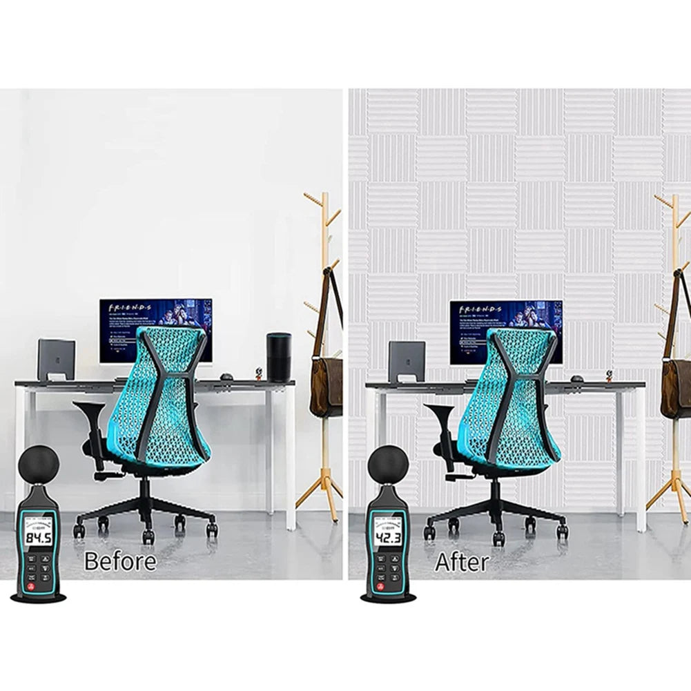 12Pcs Acoustic Foam Board,Studio Wedge Tile,Acoustic Foam Soundproof Pyramid Studio Treatment Wall Panel,Etc,2.5X30X30cm