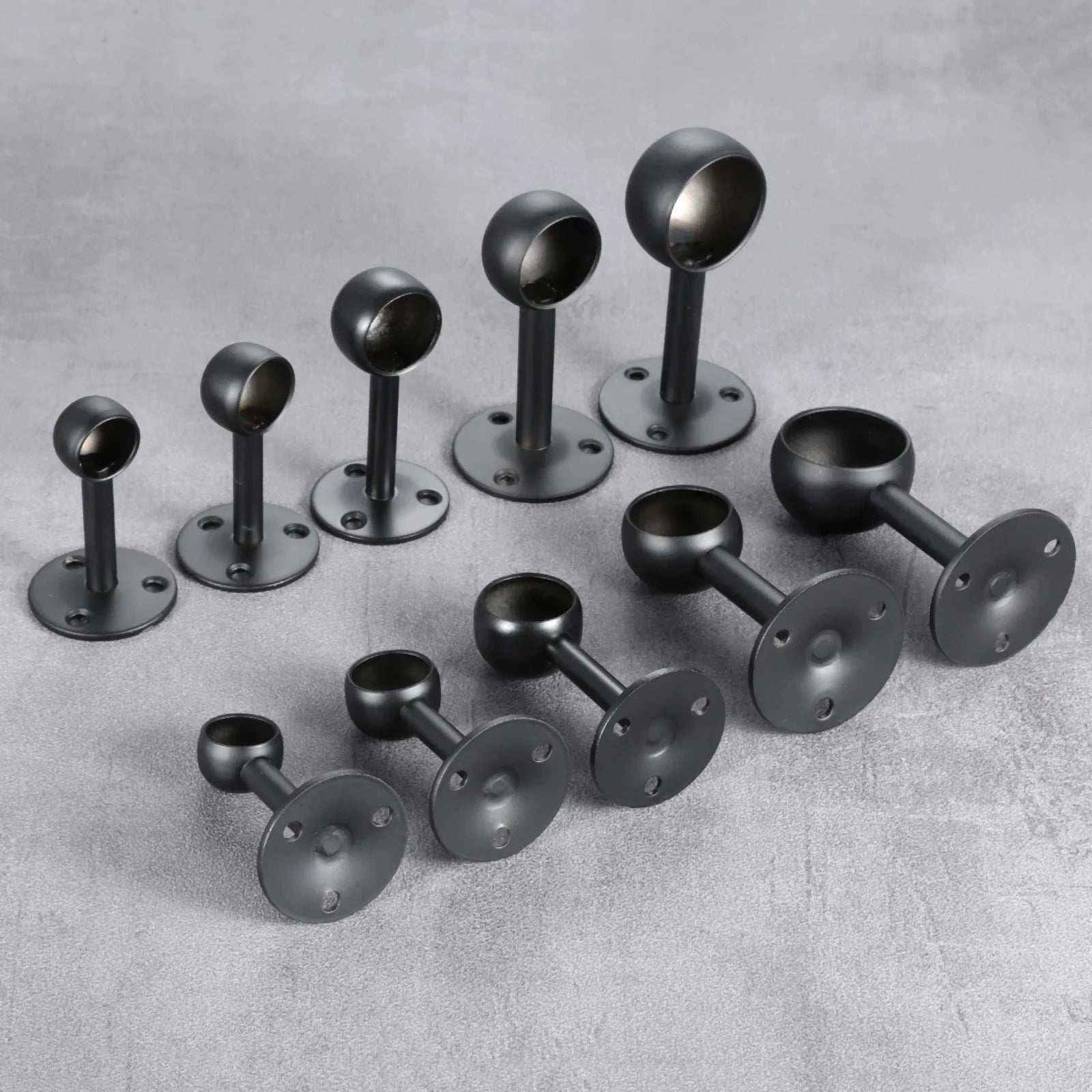 2Pcs Black Steel Closet Pole Socket Brackets Wardrobe Rod Brackets Curtain Rod End Supports Flange Rod Holder 16/19/22/25/32mm