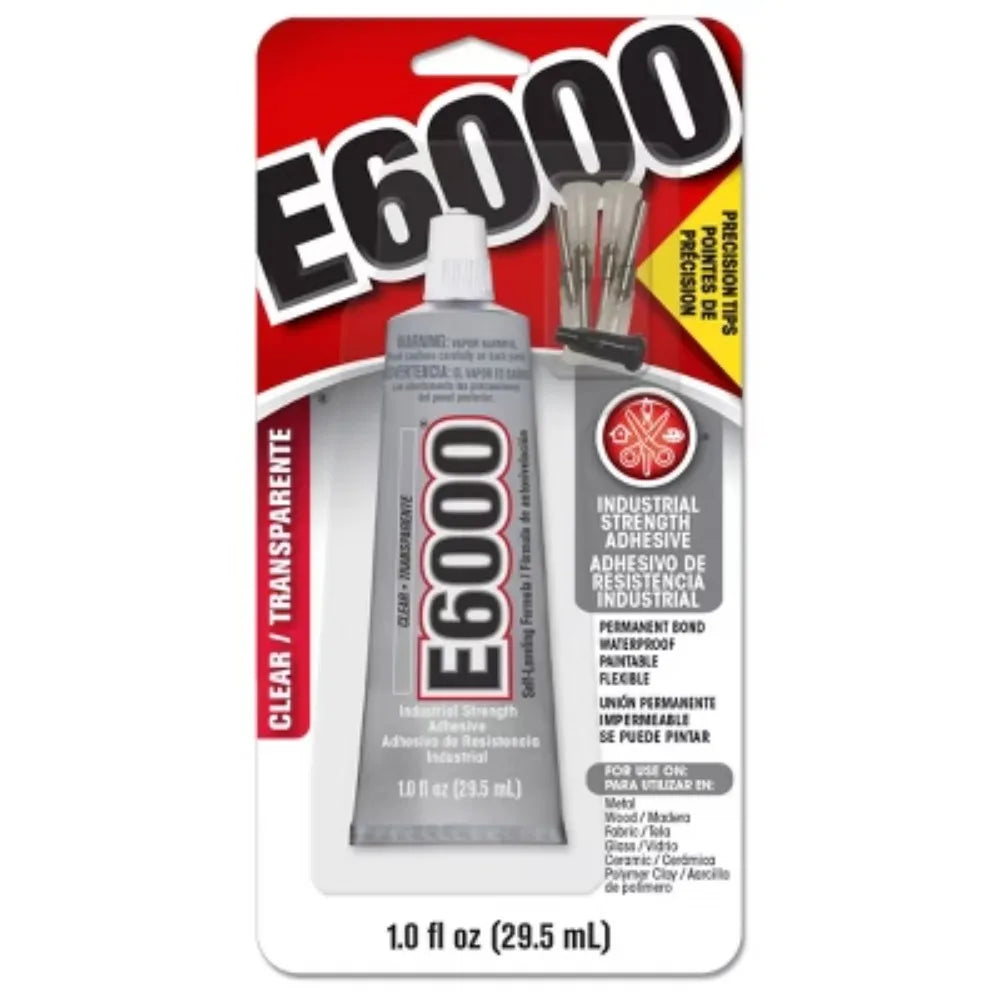 1.0 fl oz Glue with Precision Tips Clear - E6000: Water-Resistant Craft Adhesive, Dries Clear,
