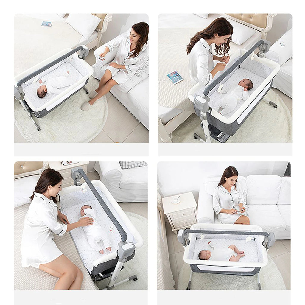 Baby Bassinet,Automatic Electric Rocking with Remote,Newborn Bedside Bassinet, Foldable Travel Co-Sleeper for Infant SteAnny