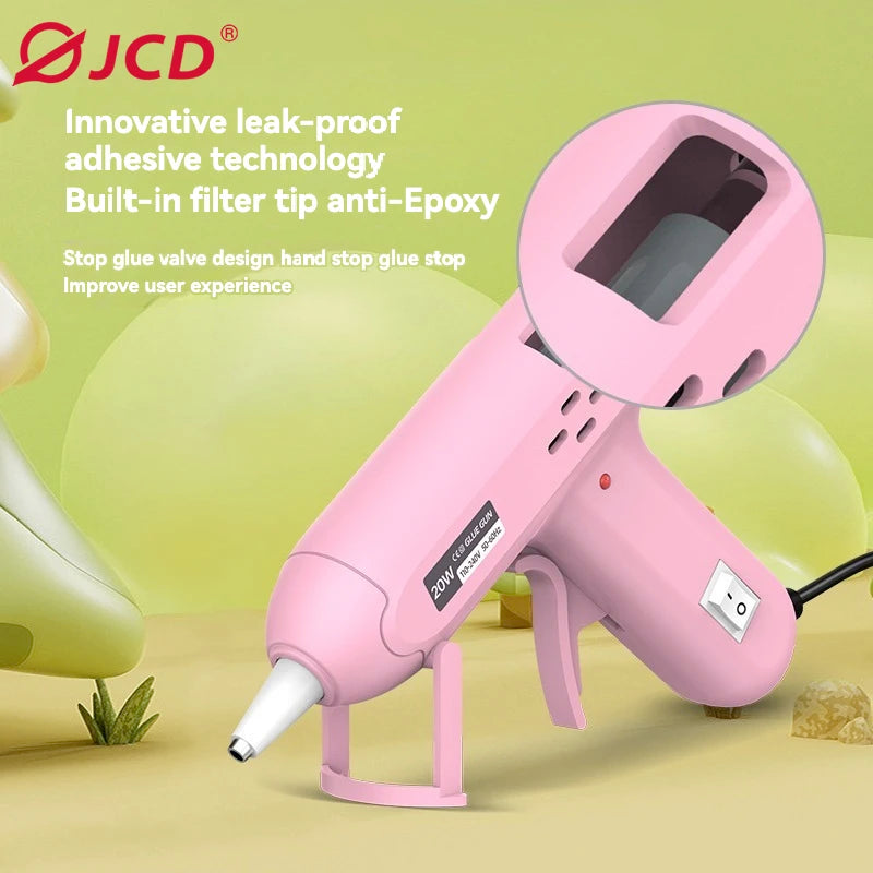 JCD 20W Hot Melt Glue Gun DIY Mini Household Industrial Guns Heat Temperature Thermo EU Electric Repair Tool Use 7mm Glue Sticks