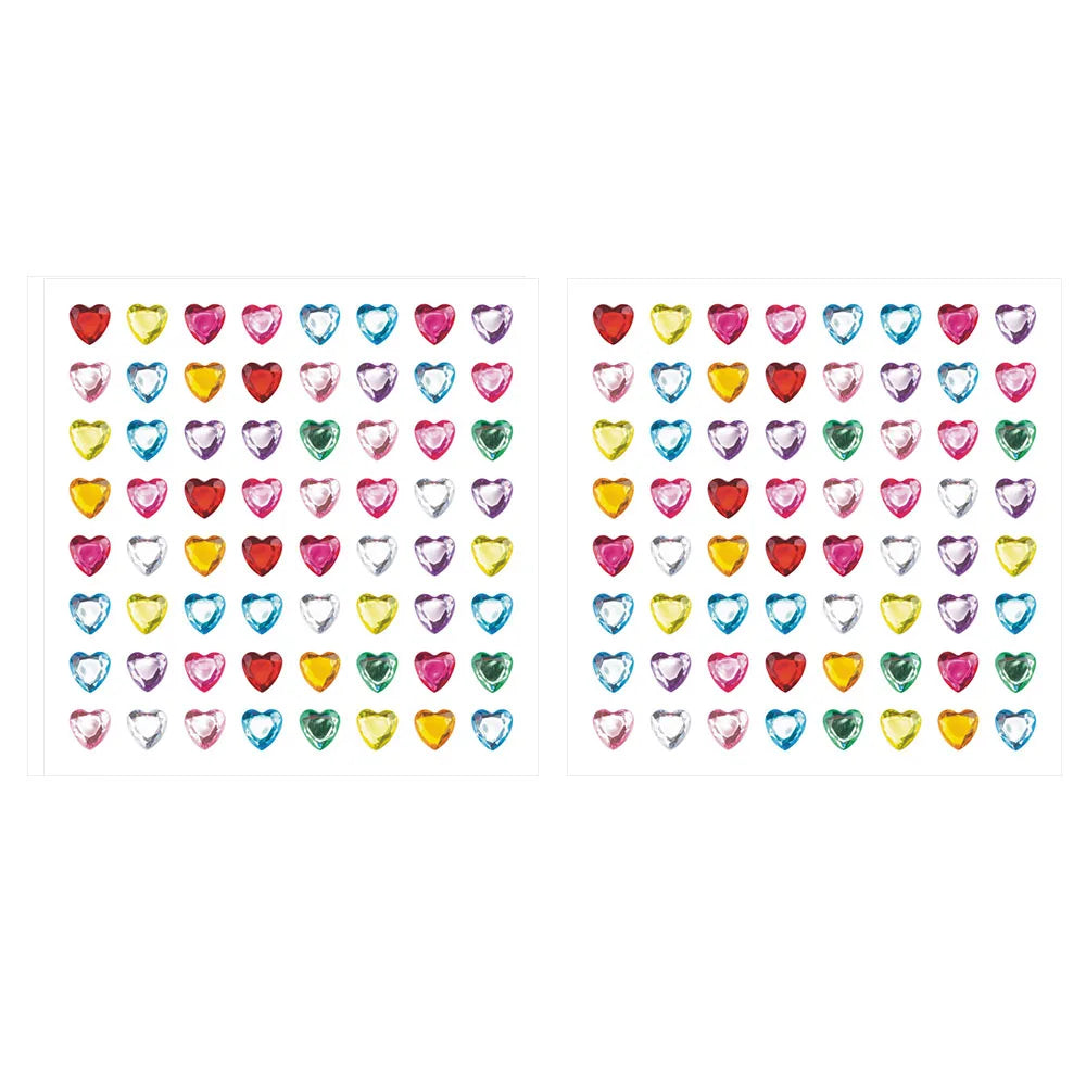 Bling Sparkly 3D Gem Acrylic Earrings Stickers Kids DIY Toys 6MM Self Adhesive Love Heart Rhinestone Crystal Stickers For Girls