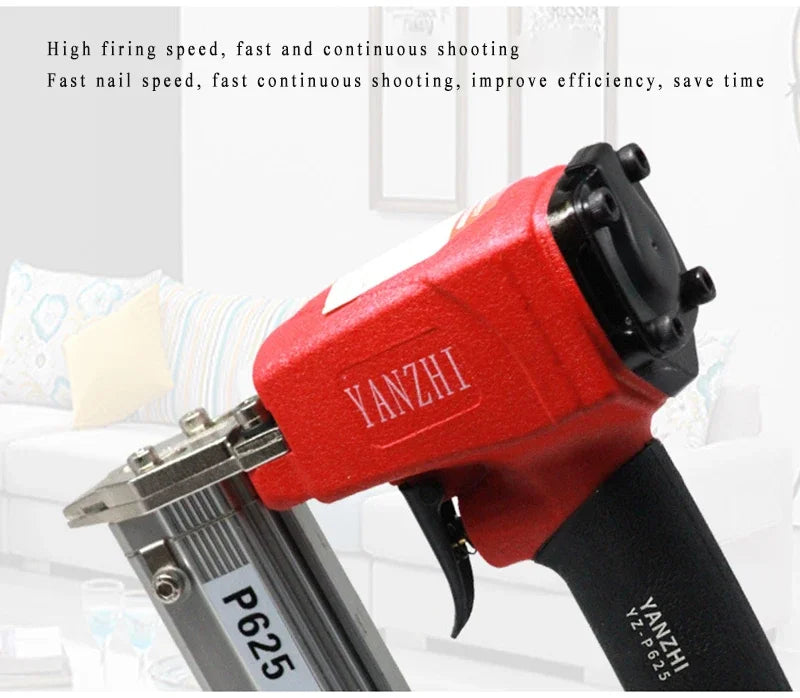 1Pc Pneumatic Staple Gun, 0.63mm Professional Heavy-Duty Finish Nailer Stapler for Wood, Upholstery, Carpet, Wire Fencing