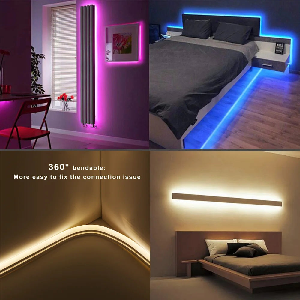 DC 12V LED Neon Strip Rope Lights Neon IP67 Waterproof  6X12mm Flexible Light 2835 120LED/m DIY Diode Tape Blue/Green/Red/Yellow