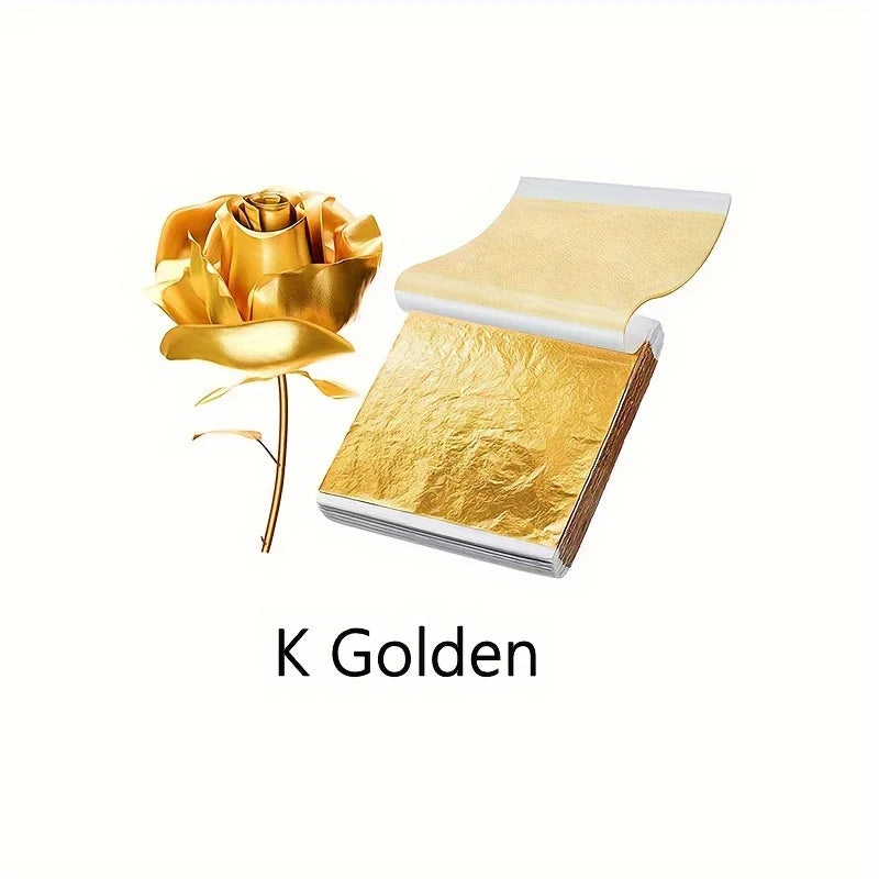 100pcs Imitation Golden Silvery Foil Paper Leaf Sheet Gilding DIY Art Craft Paper DIY Scrapbooking Craft Home Decorations
